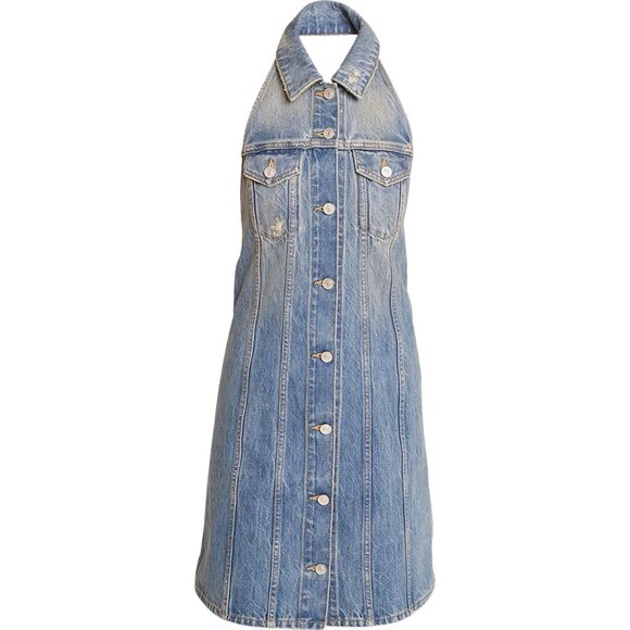 NWOT GIVENCHY Halter Button-Front Denim Mini Dress size 42/ US 6 - Picture 2 of 14